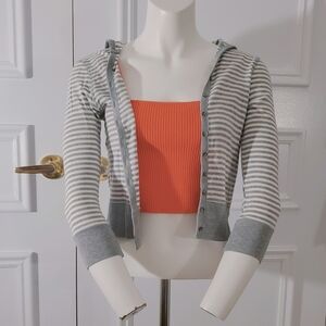 Gap Y2K Semi Cropped Striped Hooded Cardigan